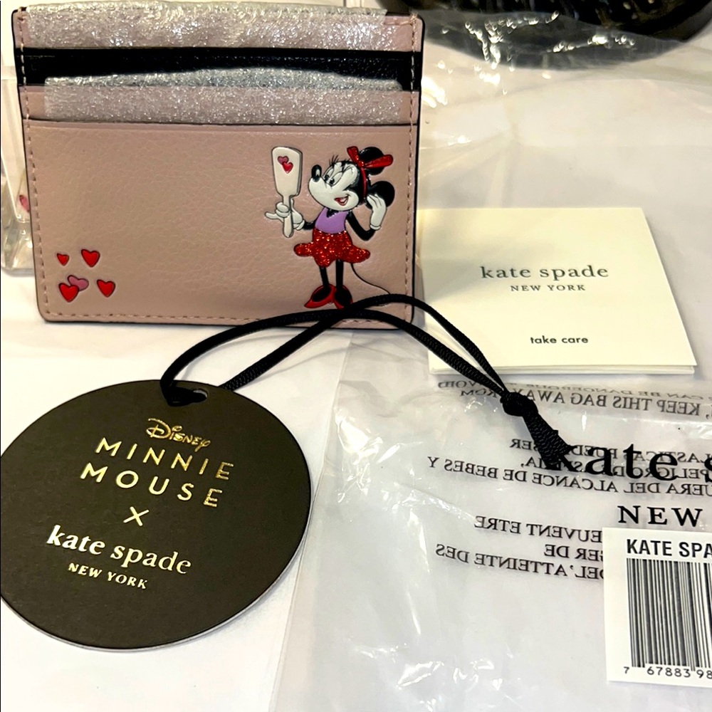 Kate Spade x Minnie Mouse sm slim card holder NEW